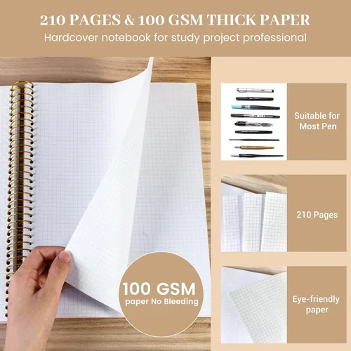 Miniatura 5 de FLYING EAGLE 8.5 x 11 Cuaderno de gráficos grande de papel en espiral, cuaderno de cuadrícula gráfica en espiral, 210 páginas, cuadernos de tapa