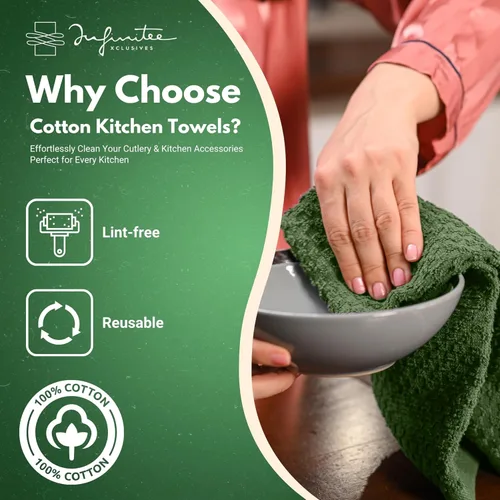 Miniatura 2 de Infinitee Xclusives Toallas de Cocina Premium - [Paquete de 12] Toallas de Mano de Cocina 100% Algodón (15 x 25 Pulgadas) - Paños de Cocina Verde