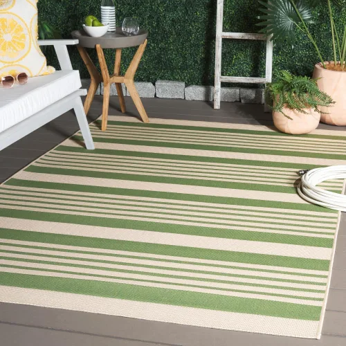 Miniatura 51 de SAFAVIEH Courtyard Collection - Alfombra decorativa, 2.3 x 5 pies, beige y verde oscuro, para interior/exterior, resistente a la intemperie