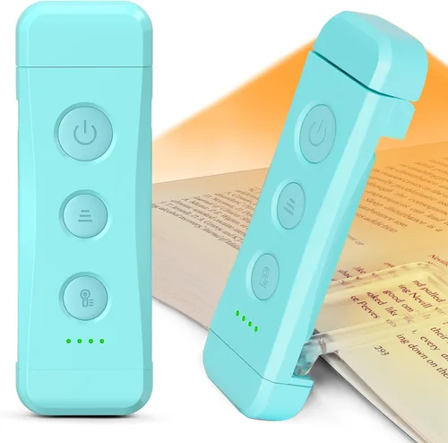 Miniatura 10 de Glocusent - Luz de libro recargable USB, luz de lectura LED portátil con clip, luces de lectura para libros en la cama con 3 colores ámbar y 5