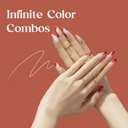 Miniatura 4 de beetles Gel Polish 12 piezas de esmalte de gel blanco nude, rojo y verde, pintura en remolino, arte de uñas en gel, pincel fino integrado