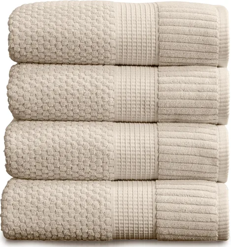 Miniatura 60 de NY Loft Juego de 4 toallas de baño 100% algodón, supersuaves y absorbentes, de secado rápido, 30 x 52 pulgadas, algodón texturizado y duradero