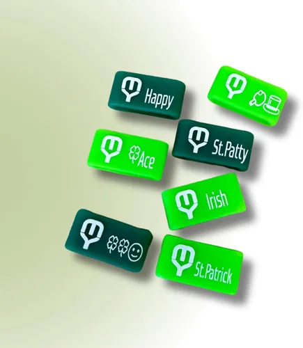 Miniatura 5 de Bandas de nombre de paleta de pickleball personalizadas, agarre de silicona personalizado, etiquetas de identificación de pickleball duraderas Verde