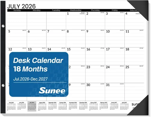 Miniatura 12 de SUNEE Calendario de escritorio 2026, 3 paquetes, calendario de 18 meses, octubre de 2025 a marzo de 2027, calendario de escritorio de 17 x 12