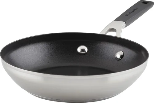 Miniatura 14 de KitchenAid Juego de sartenes antiadherentes de acero inoxidable, 9.5 pulgadas y 12 pulgadas, acero inoxidable cepillado