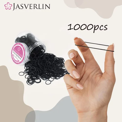 Miniatura 5 de JASVERLIN Pequeñas bandas de goma para el cabello, mini ligas negras para el cabello, bandas elásticas para niñas pequeñas, accesorios de peinado