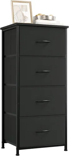 Miniatura 21 de Somdot - Cómoda estrecha con 4 cajones, cómoda delgada con cajones de tela extraíbles para armario, espacios pequeños, baño, dormitorio, lavandería