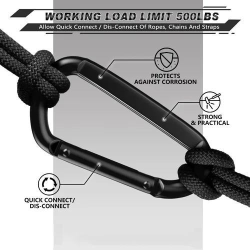 Miniatura 5 de AUTMATCH Carabiner Clips, 3" Spring Snap Hook Caribeener Clips Buckle Pack Grade Heavy Duty Carabiners Quick Link for Camping, Fishing, Hiking