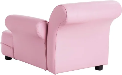 Miniatura 8 de Costzon Sofá para niños, 2 en 1, sofá doble de princesa con superficie de piel sintética, reposabrazos para habitación de niños, sofá suave