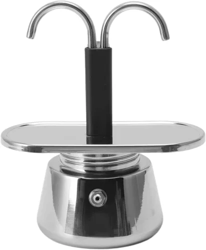 TOPINCN Olla de acero inoxidable italiano de 3.4 fl oz, doble cabeza DIY conducto cafetera pote, 2 tazas de cocina casera para hacer café