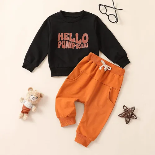 Miniatura 16 de Ropa de Halloween para bebé, sudadera de manga larga con diseño de calabaza, conjunto de pantalones de fiesta de Halloween para otoño e invierno