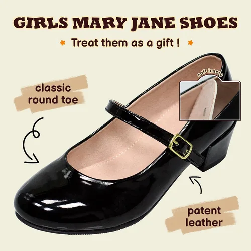 Miniatura 3 de Zapatos de vestir para niñas, zapatos de vestir Mary Jane para niñas, zapatos de princesa para boda, fiesta, niña, zapatos escolares de tacón bajo
