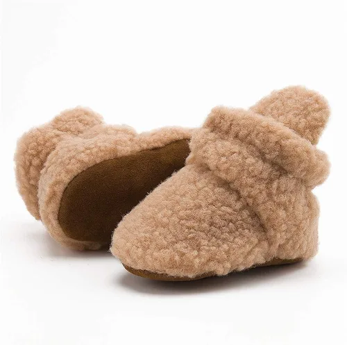 Miniatura 5 de HsdsBebe Unisex Newborn Baby Cotton Booties Non-Slip Sole for Toddler Boys Girls Infant Winter Warm Fleece Cozy Socks Shoes