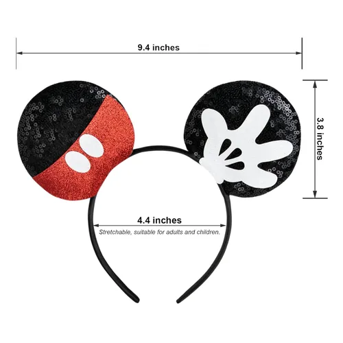 Miniatura 3 de CHuangQi Mouse Ears Headband, Double-sided Sequins, Glitter Hair Band for Birthday Party, Holiday Dresses & Cosplay For Unisex Children