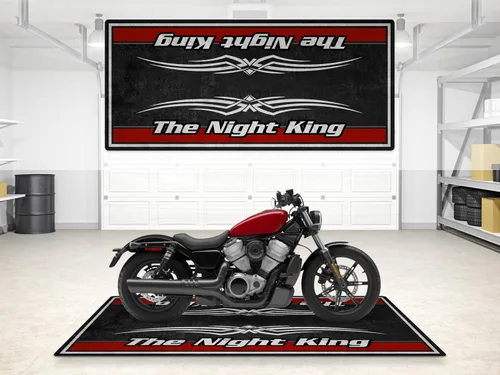 Tapete de garaje con letras The Night King para helicóptero y motocicletas personalizadas, tapete de estacionamiento, alfombra antideslizante