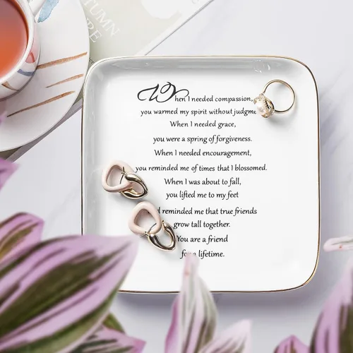 Miniatura 2 de PUDDING CABIN - Plato personalizado para anillos para regalos de amistad con el mensaje "You are a Friend For a Life Time