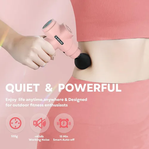 Miniatura 2 de AERLANG Pistola de masaje mini - rosa, pistola de masaje de tejido profundo muscular, masajeador de percusión portátil, masajeador silencioso