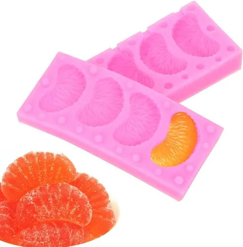 Miniatura 4 de Molde de silicona 3D para rebanadas de mandarina con 20 palitos de piruleta, segmentos de naranja mandarina, molde de glaseado para pasta de goma