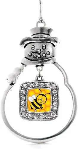 Miniatura 145 de Inspired Silver - Adorno de rodillo de reina - Adorno cuadrado de plata con muñeco de nieve con joyas de circonita cúbica