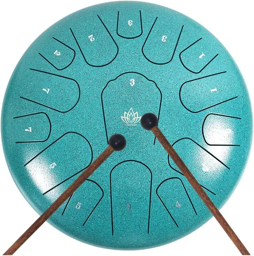Miniatura 2 de Tambor de lluvia para jardín exterior, tambor de lengua de acero de 12 pulgadas, 15 notas, instrumentos musicales, instrumento de percusión handpan