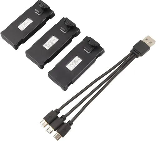 Miniatura 10 de FOSA Kit de batería de litio para aviones a control remoto, 3 piezas con juego de cables de carga de luz y portátil para E88 E88Pro LSE525 E525Pro