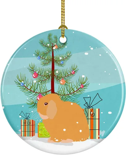 Miniatura 111 de Caroline's Treasures Adorno de cerámica de Navidad pintado o de codorniz chino, decoración colgante de árbol de Navidad verde azulado para el hogar
