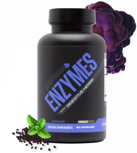 Sculpt Nation by V Shred Digestive Enzymes - Enzimas múltiples para la digestión y apoyo a la salud intestinal, alivio ocasional de la hinchazón