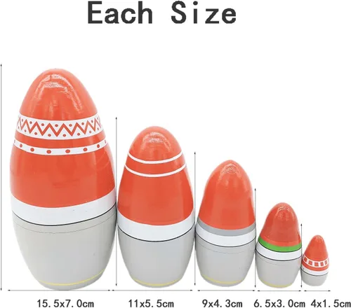 Miniatura 3 de Konrisa Muñecos anidables de Papá Noel enano Matryoshka - Muñecos de madera rusa para fiestas de cumpleaños, juego de 5