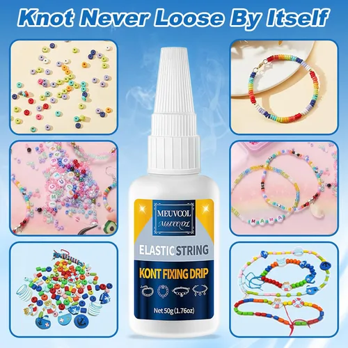 Miniatura 2 de Meuvcol Pegamento para pulsera de joyería para nudo elástico, 2 piezas de pegamento de cuentas de arcilla transparente para abalorios de cuentas