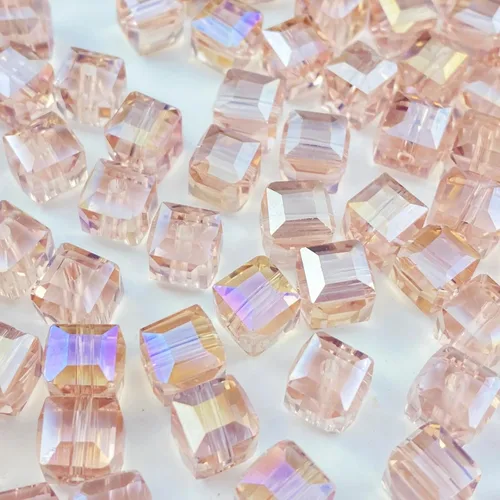 Miniatura 13 de 100 piezas 6 mm cuadrados Cuentas de cristal de colores AB mixtos para hacer joyas Mezcla de colores AB