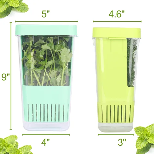 Miniatura 2 de Paquete de 2 conservadores de hierbas frescas para refrigerador, protector de hierbas transparente sin BPA, contenedor de almacenamiento