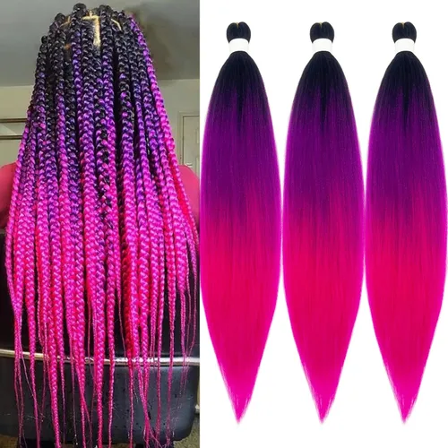 Miniatura 31 de Black Braiding Hair Pre Stretched 16 Inch Black Hair Extensions For Braiding Hypoallergenic Pre-stretched Braiding Hair Natural Knotless Crochet