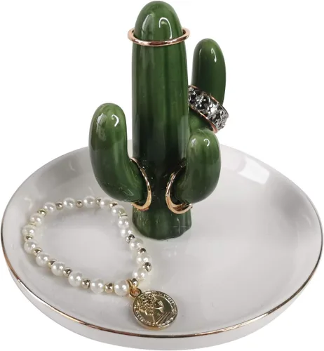 Miniatura 2 de AUTOARK Bandeja de joyería con soporte de anillo de cactus, organizador de exhibición de joyería de escritorio, decoración de oficina y hogar