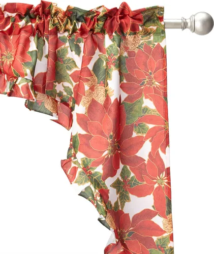 Miniatura 2 de Violet Linen Juego de cortinas de cocina de 3 piezas con estampado botánico botánico de Navidad