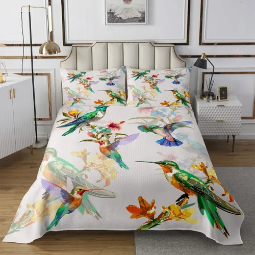 Miniatura 10 de Erosebridal Colcha de hojas tamaño individual, colcha botánica de primavera, color azul dorado, vibrante ramas de plantas, colcha de granja, vida