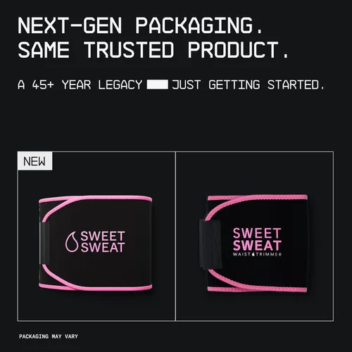 Miniatura 2 de Sports Research Sweet Sweat - Faja reductora de cintura de la serie Core; banda de fitness de sudoración premium para mujeres y hombres Negro/Rosa