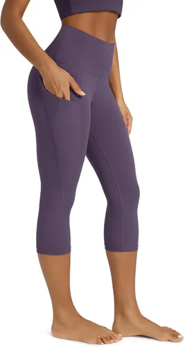 Miniatura 41 de ODODOS - Leggings capri de cintura alta para mujer con bolsillos, control de abdomen, no se transparentan, para entrenamiento atlético, running