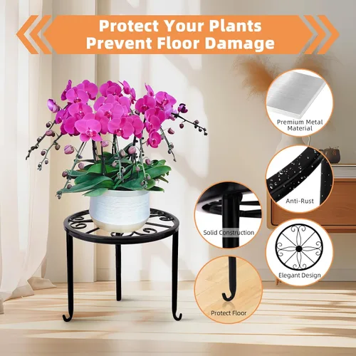 Miniatura 9 de Paquete de 6 Soportes Metálicos para Plantas, Soportes de Servicio Pesado para Macetas de Múltiples Plantas, Estante Anticorrosión para Macetas