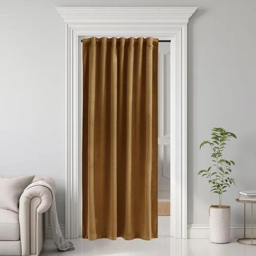Miniatura 55 de StangH - Cortinas opacas de terciopelo con pestaña trasera, aislamiento térmico, para puerta corrediza, dormitorio, telón de fondo, estudio, teatro