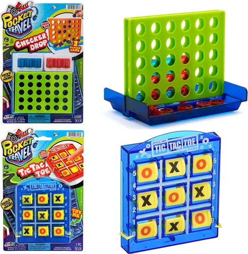 JA-RU Mini juego 4 en una fila (1 juguete) - Juego clásico de cuatro en una fila para niños | Mini juegos de mesa para viajes, juegos de recreo