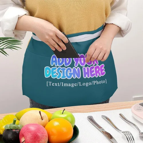 Miniatura 33 de AXKEUDO Delantal personalizado con bolsillos, delantales de cintura para camarera para cocinar en casa, restaurante, servir trabajo