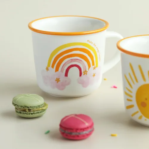 Miniatura 6 de TREEWOO Bonita Taza de Arcoíris de 12oz Buenos Días Taza de Cerámica con Asa Taza de Café Té Leche Agua Regalo para Hombres Mujeres Navidad