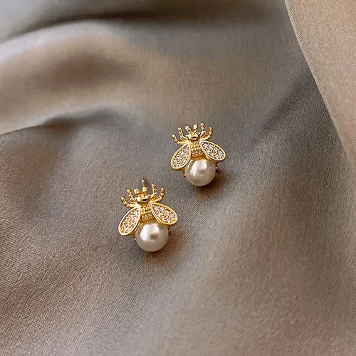 Miniatura 8 de Pendientes de tuerca de circonita S925 para mujer, aretes de perlas barrocas naturales, Latón, Perla