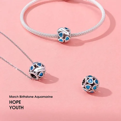 Miniatura 4 de NINGAN Dijes de piedra natal de marzo + marzo - Dije de nacimiento de narciso y mariposa para pulsera