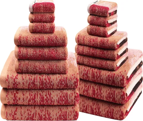 Miniatura 32 de SEMAXE - Juego de toallas de baño amarillas, 2 toallas de baño de lujo, 2 toallas de mano, 4 toallas faciales 100% algodón con bucles para colgar
