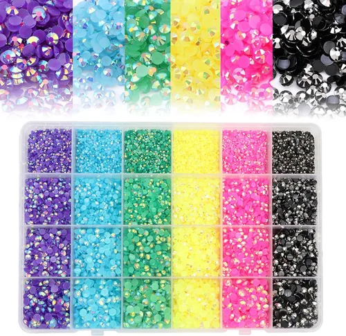 Miniatura 10 de 22800 diamantes de imitación de gelatina para arte de uñas, diamantes de imitación con parte trasera plana, color morado, brillantes a granel, gemas