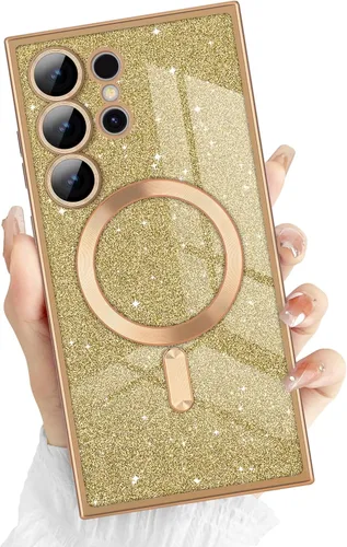 Miniatura 15 de Newseego Funda ultra magnética para Samsung Galaxy S22, funda de lujo con purpurina para mujeres y niñas, protección completa de la lente de la Negro
