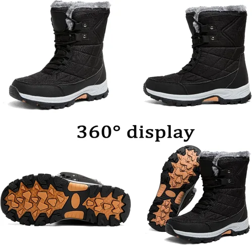 Miniatura 6 de Botas de nieve para mujer, botas de invierno para mujer, botas de nieve con forro de piel para mujer, botas de invierno antideslizantes para mujer