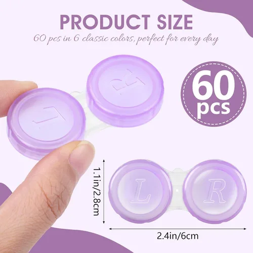 Miniatura 2 de Paquete de 60 fundas para lentes de contacto a granel, transparentes y bonitas fundas para lentes de contacto para el hogar y los viajes, 6