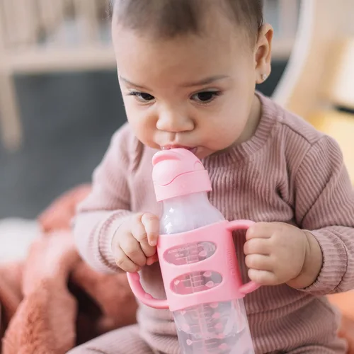 Miniatura 3 de Dr. Brown's Milestones - Botella de popote estrecha y vaso con popote para bebé, a prueba de derrames, con asas 100% de silicona y popote